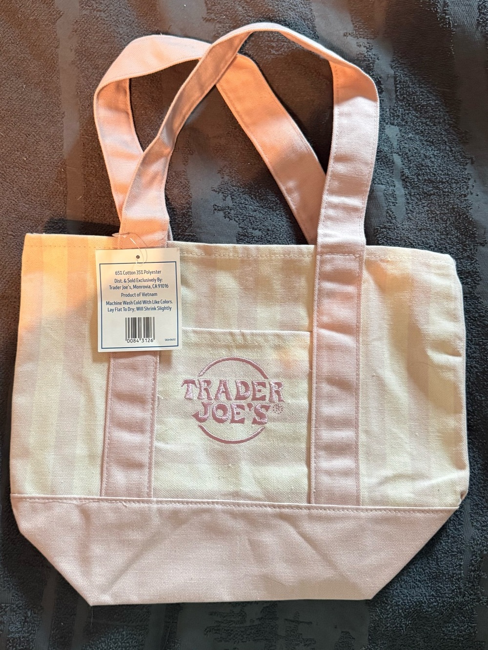 Trader Joe's Light Pink Canvas Tote Bag
